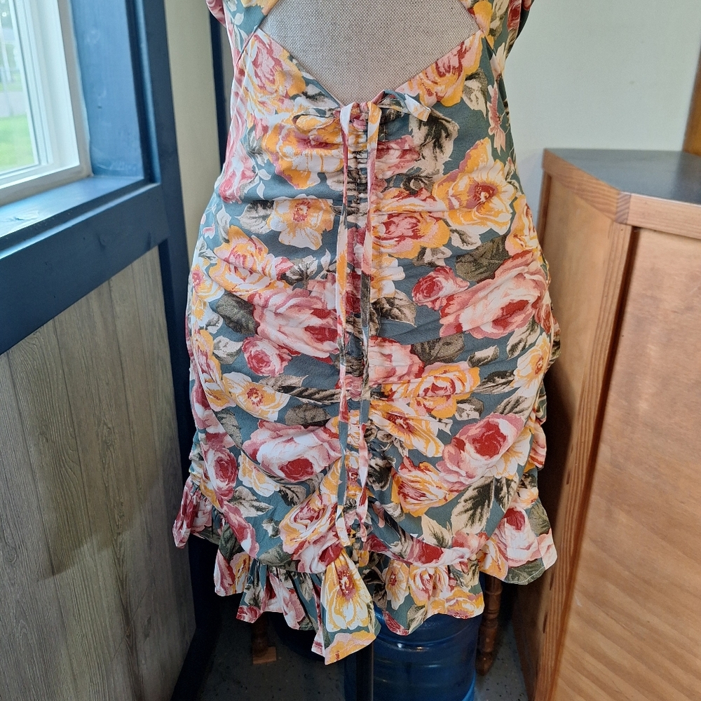 Hello Molly "Ruffled Cut-out" Floral Mini Dress, Size 6, NWOT - Picture 8 of 16